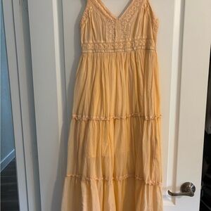 Peach Maxi Dress with Lace Details